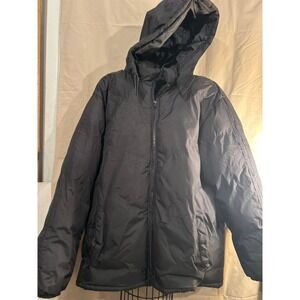 Smash Black Puffer Hooded Winter Jacket Warm Insulated Full Zip Pockets Mens